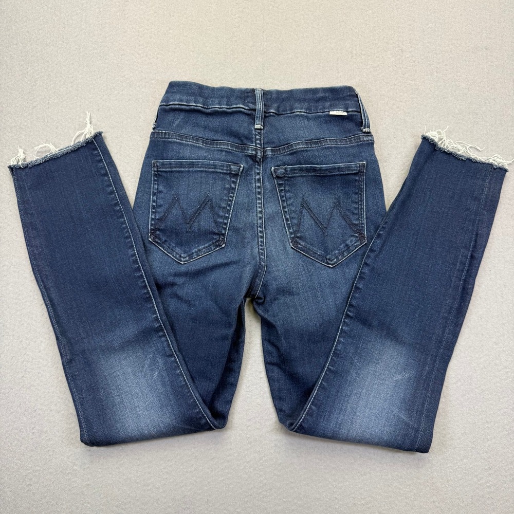 Mother High Waisted Looker Ankle Fray Jeans Tongue And Chic Blue Skinny Size 23